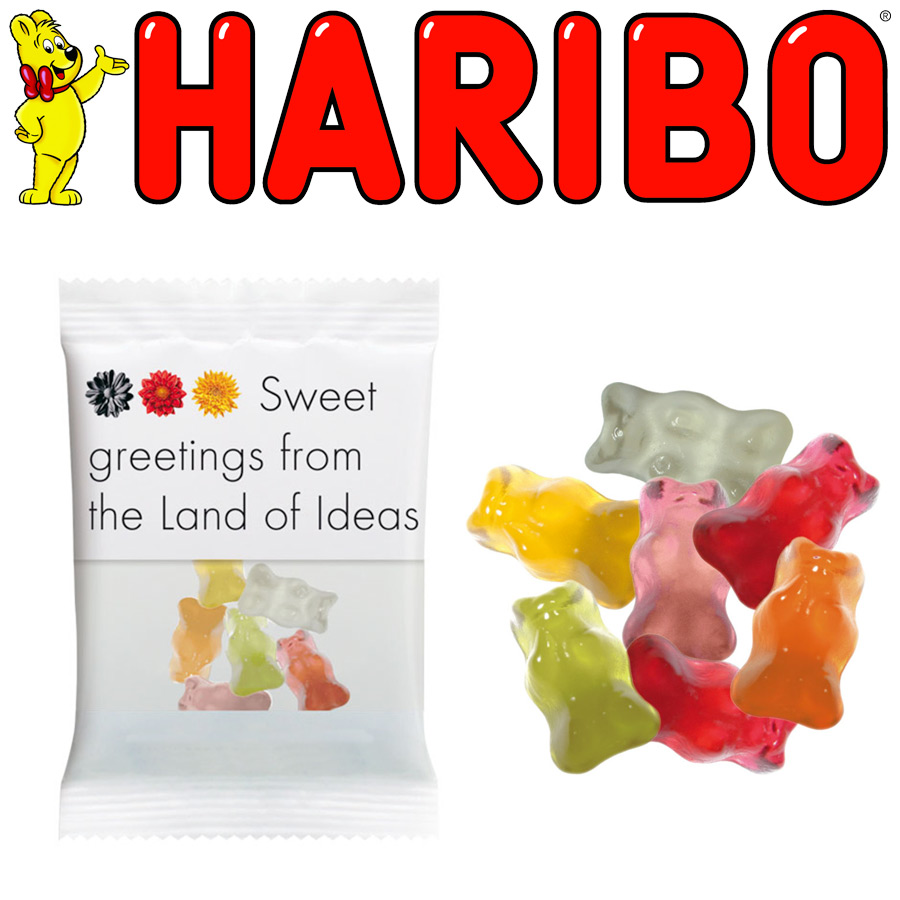 Personalised Haribo Gummy Bear Bags Size 10g 15g 20g Just a Drop